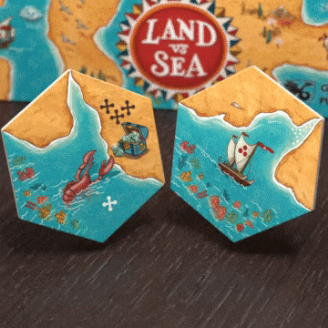 Land vs Sea double-sided tiles (rotating animated gif)